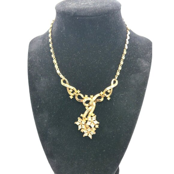 Vintage ALFRED PHILLIPE Crown Trifari Necklace – Patent Pending, Rhinestone Drop - Picture 3 of 8